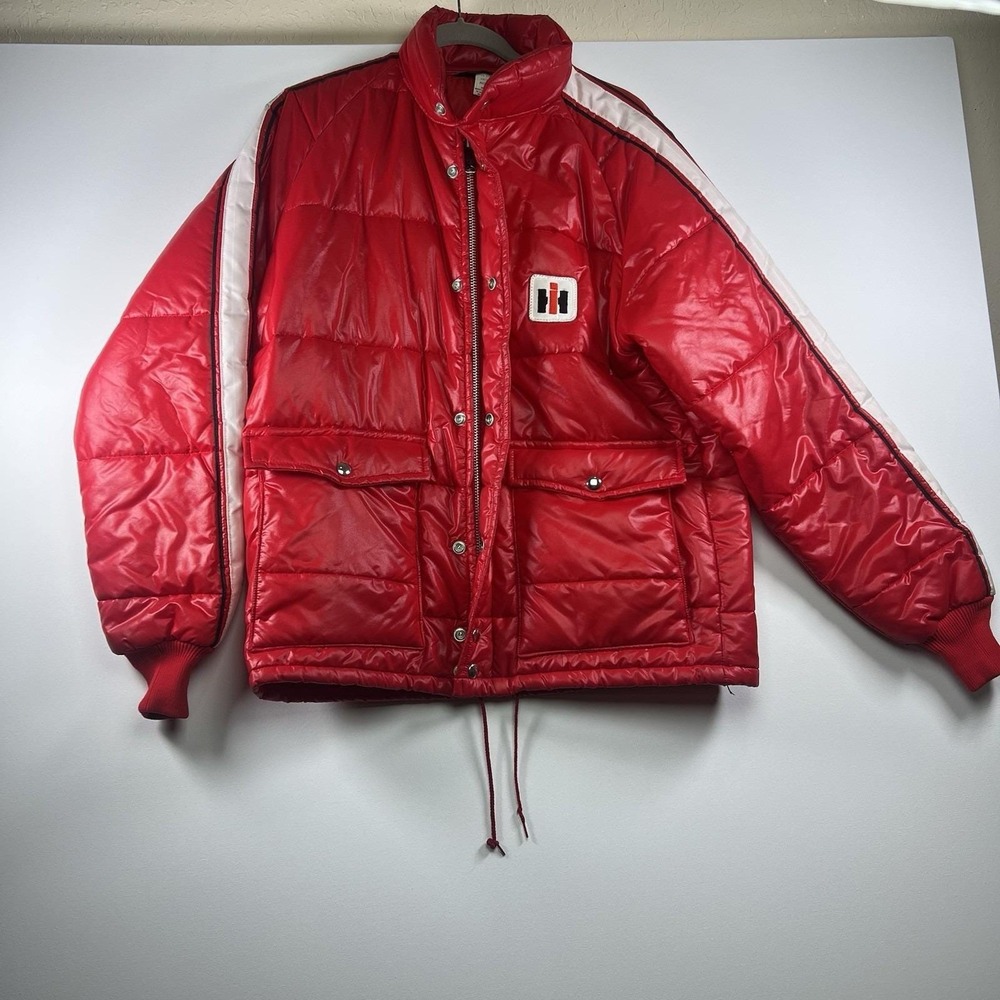 Vintage Swingster Puffer Jacket Racing Stripes USA  M International Harvester
